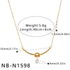 Women's Stainless Steel Knotted Pearl Clavicle Necklace With Geometric Design And 18K Vacuum Plated Finish