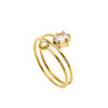 Women's Stainless Steel Layered Hexagonal Colored Zircon Ring With Electroplated Finish Simple Geometric Fashion Jewelry