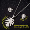 Women's Stainless Steel Leaf Earrings And Necklace Set With Electroplated Botanical Design Natural Fashion Jewelry