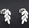 Women's Stainless Steel Leaf Flower Earrings With Electroplated Finish Botanical Fashion Jewelry