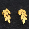 Women's Stainless Steel Leaf Flower Earrings With Electroplated Finish Botanical Fashion Jewelry