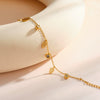 Women's Stainless Steel Leaf Pattern Geometric Bracelet With Rhinestones And Vacuum Plated Finish