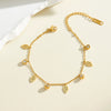 Women's Stainless Steel Leaf Pattern Geometric Bracelet With Rhinestones And Vacuum Plated Finish