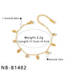 Women's Stainless Steel Leaf Pattern Geometric Bracelet With Rhinestones And Vacuum Plated Finish