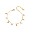 Women's Stainless Steel Leaf Pattern Geometric Bracelet With Rhinestones And Vacuum Plated Finish