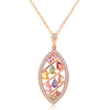 Women's Stainless Steel Leaf Pendant Necklace With Colorful Zircon And Plant Flower Pattern