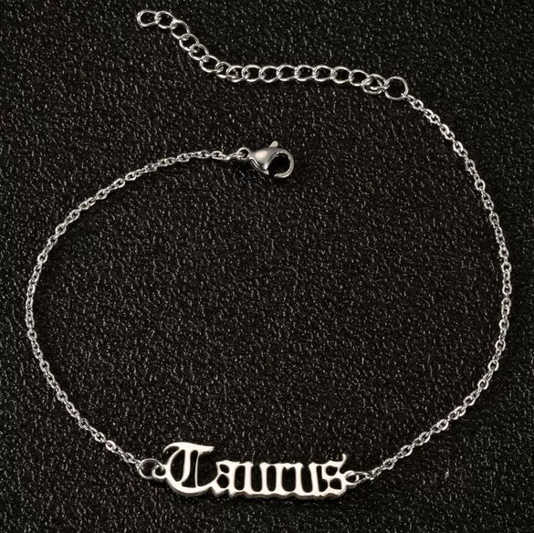 Women's Stainless Steel Letter Charm Anklet With Constellation Inspired Design For Wholesale
