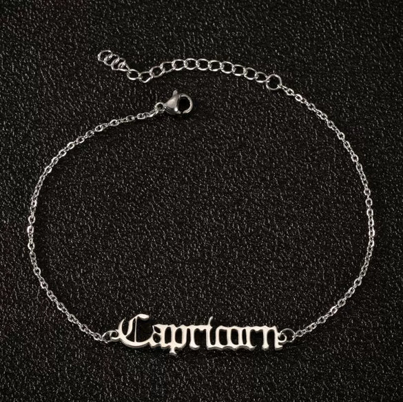 Women's Stainless Steel Letter Charm Anklet With Constellation Inspired Design For Wholesale