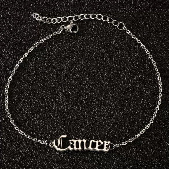 Women's Stainless Steel Letter Charm Anklet With Constellation Inspired Design For Wholesale