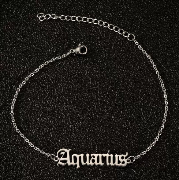 Women's Stainless Steel Letter Charm Anklet With Constellation Inspired Design For Wholesale