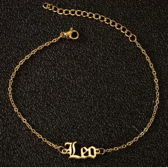 Women's Stainless Steel Letter Charm Anklet With Constellation Inspired Design For Wholesale