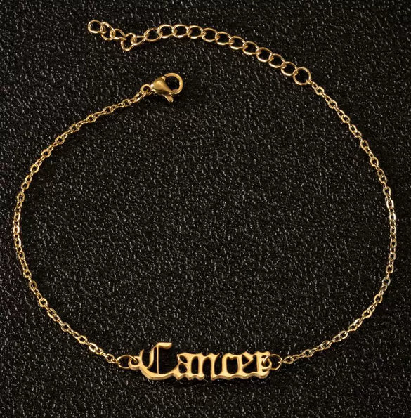 Women's Stainless Steel Letter Charm Anklet With Constellation Inspired Design For Wholesale