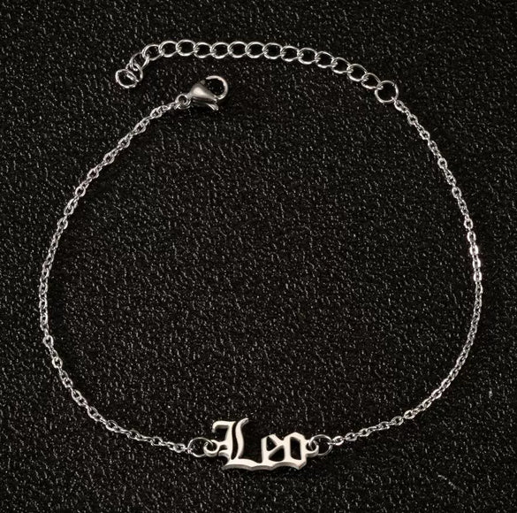 Women's Stainless Steel Letter Charm Anklet With Constellation Inspired Design For Wholesale