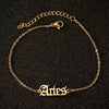 Women's Stainless Steel Letter Charm Anklet With Constellation Inspired Design For Wholesale