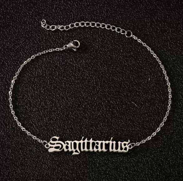 Women's Stainless Steel Letter Charm Anklet With Constellation Inspired Design For Wholesale