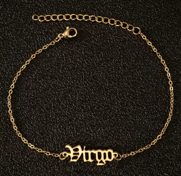 Women's Stainless Steel Letter Charm Anklet With Constellation Inspired Design For Wholesale