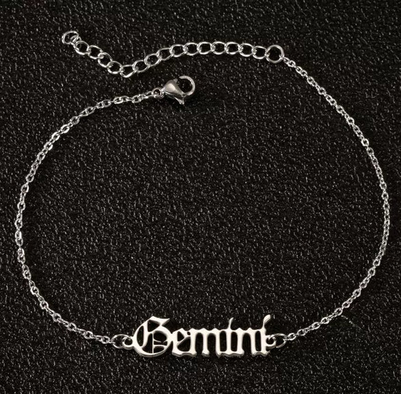 Women's Stainless Steel Letter Charm Anklet With Constellation Inspired Design For Wholesale