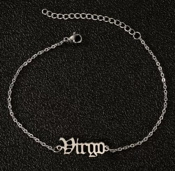 Women's Stainless Steel Letter Charm Anklet With Constellation Inspired Design For Wholesale
