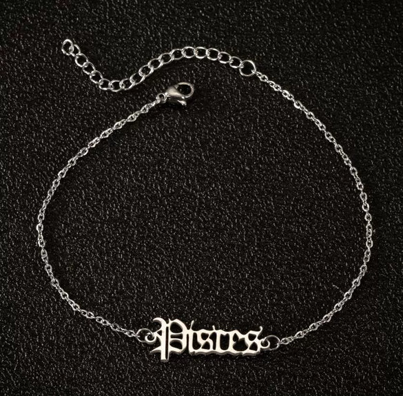 Women's Stainless Steel Letter Charm Anklet With Constellation Inspired Design For Wholesale