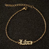 Women's Stainless Steel Letter Charm Anklet With Constellation Inspired Design For Wholesale