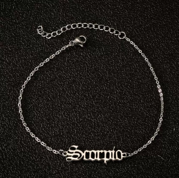 Women's Stainless Steel Letter Charm Anklet With Constellation Inspired Design For Wholesale