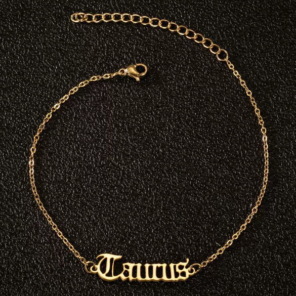 Women's Stainless Steel Letter Charm Anklet With Constellation Inspired Design For Wholesale
