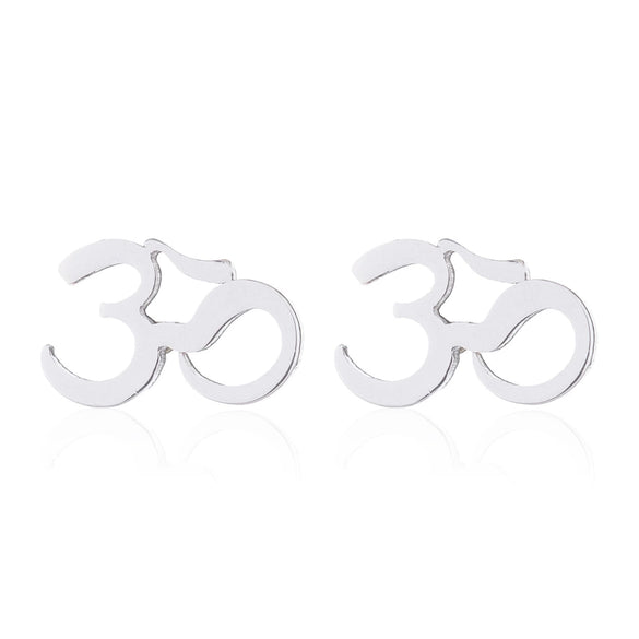 Women's Stainless Steel Letter Pattern Earrings With Praying Symbol And Electroplated Finish Fashion Jewelry