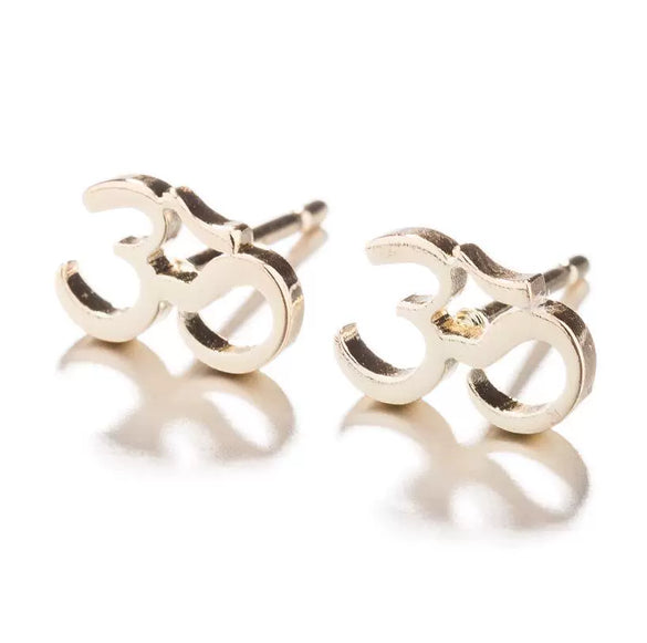 Women's Stainless Steel Letter Pattern Earrings With Praying Symbol And Electroplated Finish Fashion Jewelry