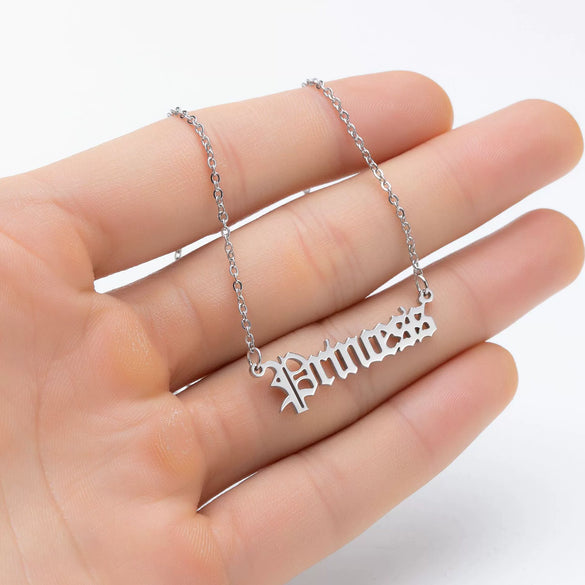 Women's Stainless Steel Letter Pendant Necklace With Vintage Electroplated Finish And Ochain Clavicle Jewelry Design