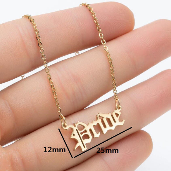 Women's Stainless Steel Letter Pendant Necklace With Vintage Electroplated Finish And Ochain Clavicle Jewelry Design