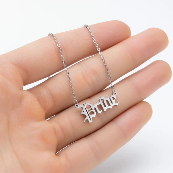 Women's Stainless Steel Letter Pendant Necklace With Vintage Electroplated Finish And Ochain Clavicle Jewelry Design