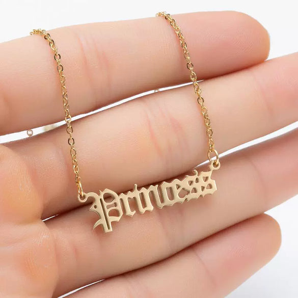 Women's Stainless Steel Letter Pendant Necklace With Vintage Electroplated Finish And Ochain Clavicle Jewelry Design