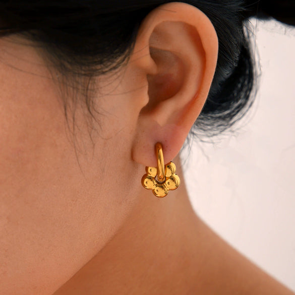 Women's Stainless Steel Love Flower Heart Star Pendant Earrings Electroplated
