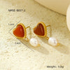 Women's Stainless Steel Love Series Peach Heart Earrings With Electroplating Design