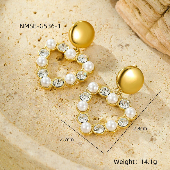 Women's Stainless Steel Love Series Peach Heart Earrings With Electroplating Design