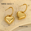 Women's Stainless Steel Love Series Peach Heart Earrings With Electroplating Design