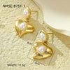 Women's Stainless Steel Love Series Peach Heart Earrings With Electroplating Design