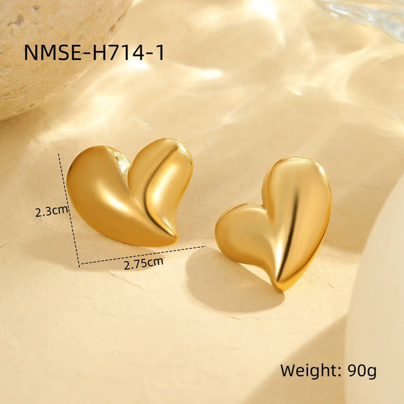 Women's Stainless Steel Love Series Peach Heart Earrings With Electroplating Design