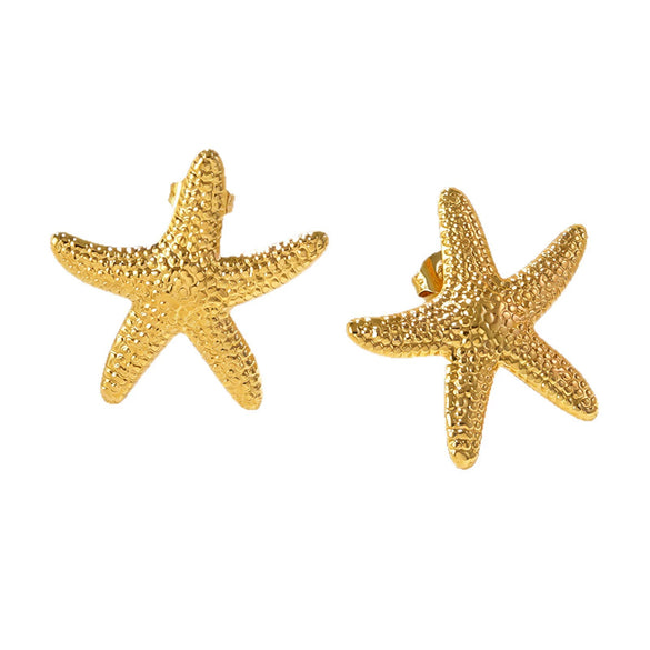 Women's Stainless Steel Marine Style Shell Pearl Starfish Jellyfish Geometric Earrings With Stamped High End Fashion Design