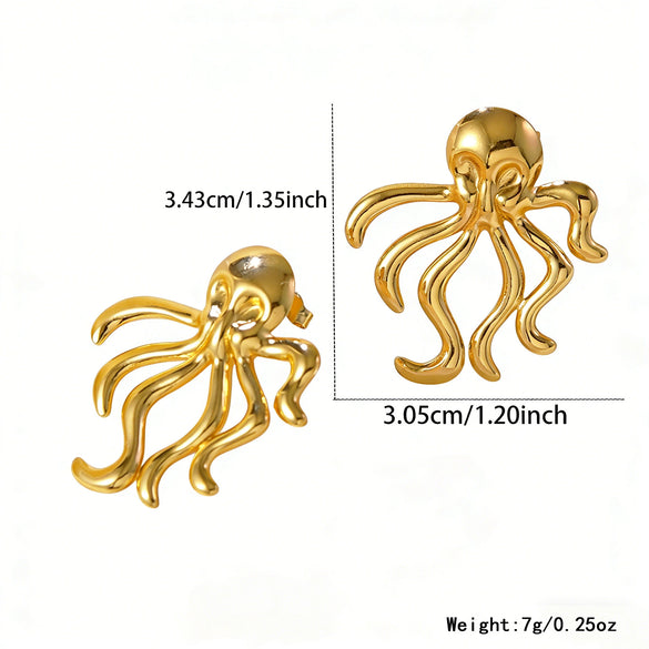 Women's Stainless Steel Marine Style Shell Pearl Starfish Jellyfish Geometric Earrings With Stamped High End Fashion Design