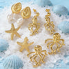 Women's Stainless Steel Marine Style Shell Pearl Starfish Jellyfish Geometric Earrings With Stamped High End Fashion Design