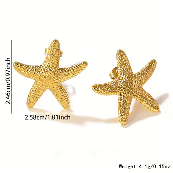 Women's Stainless Steel Marine Style Shell Pearl Starfish Jellyfish Geometric Earrings With Stamped High End Fashion Design