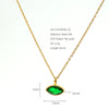 Women's Stainless Steel Marquise Zircon Pendant Necklace With Emerald And White Diamond Accents Geometric Horseeye Design Electroplated Ochain