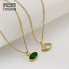 Women's Stainless Steel Marquise Zircon Pendant Necklace With Emerald And White Diamond Accents Geometric Horseeye Design Electroplated Ochain