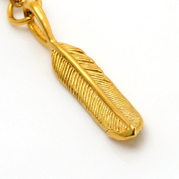 Women's Stainless Steel Mermaid Feather Pendant Necklace With Goldplated Finish And Oshaped Chain Retro Personality Jewelry Accessory