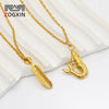 Women's Stainless Steel Mermaid Feather Pendant Necklace With Goldplated Finish And Oshaped Chain Retro Personality Jewelry Accessory