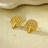 Women's Stainless Steel Metal Ball Splicing Big Tree Earrings With Electroplating Design And Fashion Style