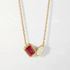 Women's Stainless Steel Minimalist Geometric And Drop Shape Ruby Zircon Clavicle Necklace
