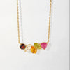 Women's Stainless Steel Minimalist Geometric And Drop Shape Ruby Zircon Clavicle Necklace