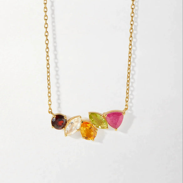 Women's Stainless Steel Minimalist Geometric And Drop Shape Ruby Zircon Clavicle Necklace
